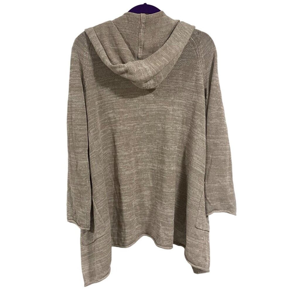 Tommy Bahama Taupe Linen Cotton Blend Open Hooded Cardigan Size XS - Picture 7 of 9